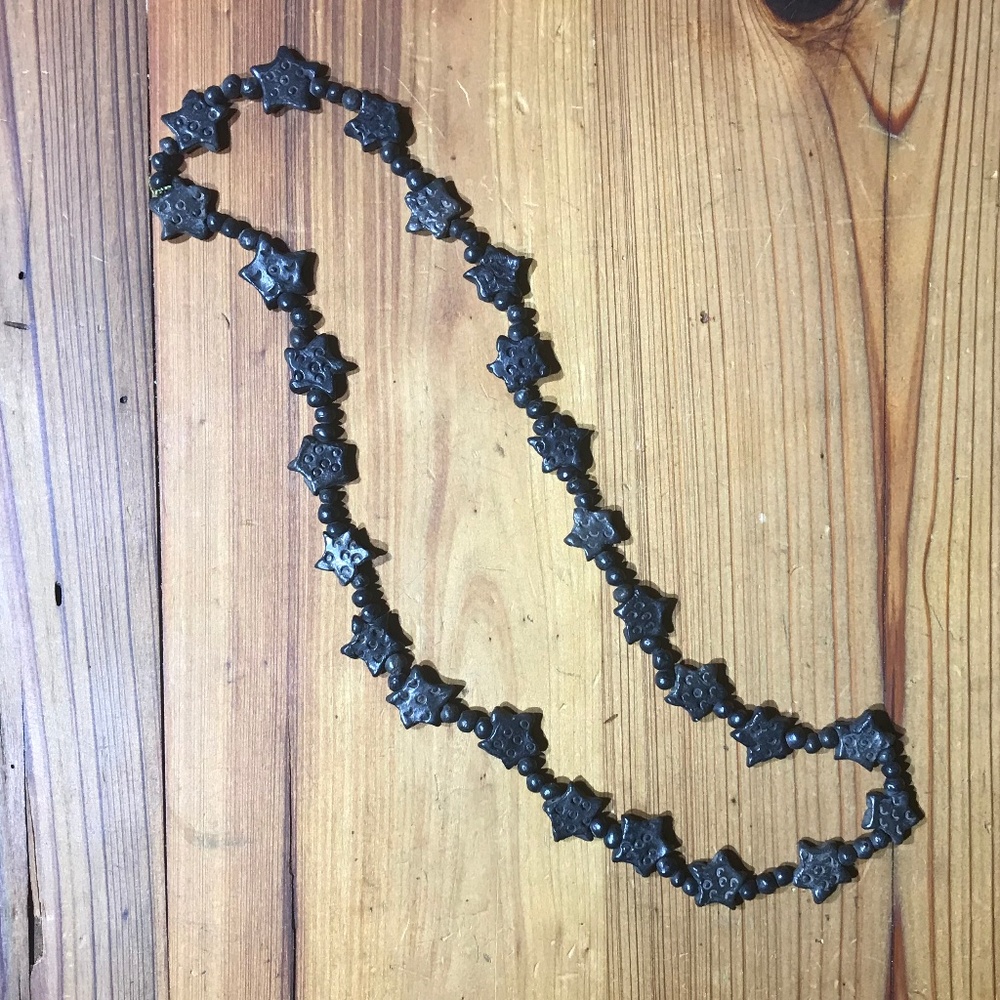 Vintage 70s Clay Bead Star Necklace